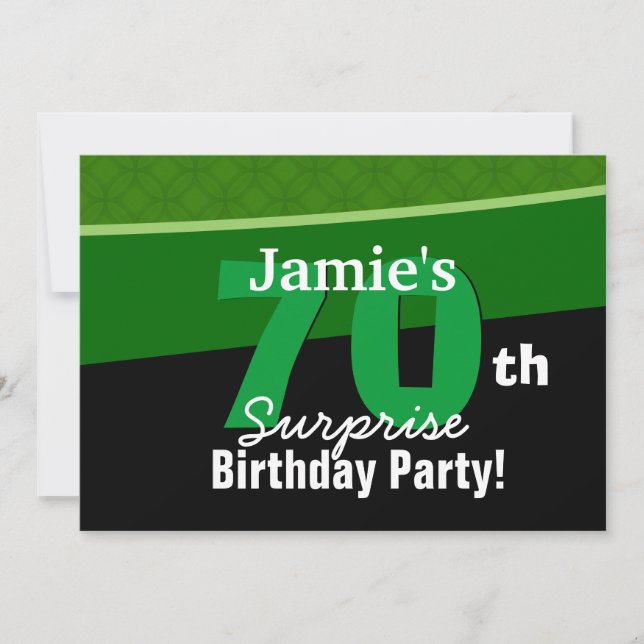 Invitation 70e anniversaire surprise G002 vert et noir (Devant)