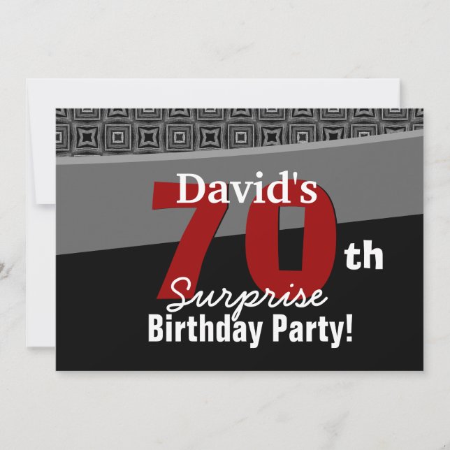 Invitation 70e anniversaire surprise Noir Blanc Rouge W1922 (Devant)