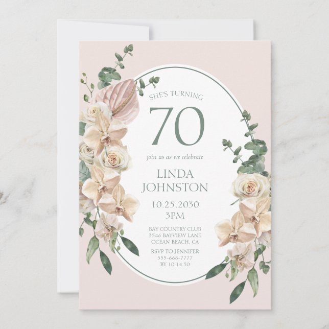 Invitation 70e anniversaire Tropical Floral (Devant)
