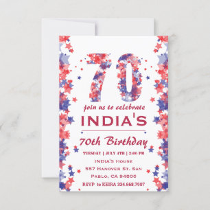 Invitation 70e fête d'anniversaire 4 juillet