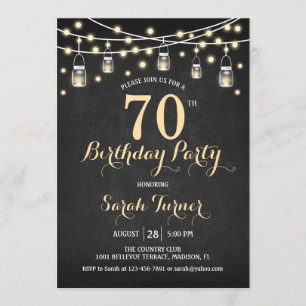 Invitation 70e fête d'anniversaire - Chalkboard Gold