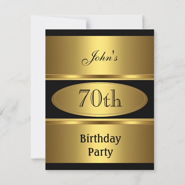 Invitation 70e fête d'anniversaire Gold Black Mens (Devant)