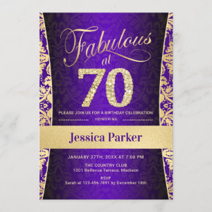 Invitation 70e fête d'anniversaire - Gold Purple