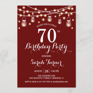 Invitation 70e fête d'anniversaire - Rouge foncé