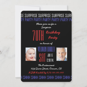 Invitation 70ème Anniversaire Surprise Ses photos sur Black