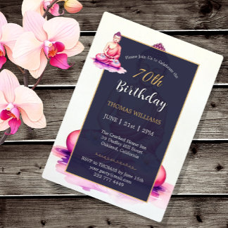 Invitation 70th Buddha Birthday, Watercolor, Meditation /Yoga