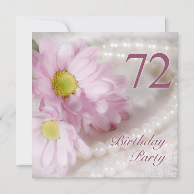 Invitation 72e anniversaire de l'Invitation with daisies (Devant)