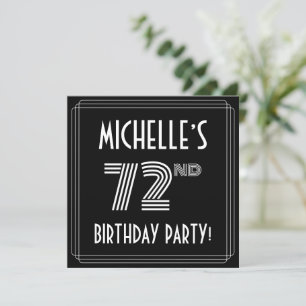 Invitation 72e fête d'anniversaire : Style Art Déco avec nom 