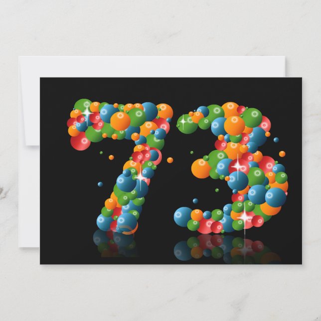 Invitation 73e fête d'anniversaire, avec bulles et balles (Devant)