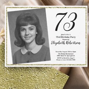 Invitation 73e Photo personnalisé blanc et or