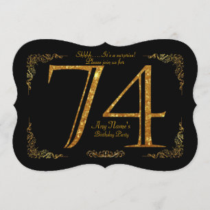 Invitation 74,Fête d'anniversaire 74,grand Gatsby,noir & or