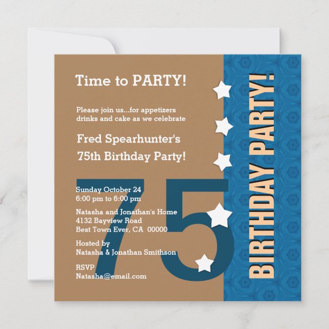 Invitation 75e anniversaire amusant pas sur la colline Z75C (Devant)