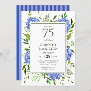 Invitation 75e anniversaire Blue Hydrangeas