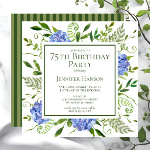 Invitation 75e anniversaire Blue Hydrangeas