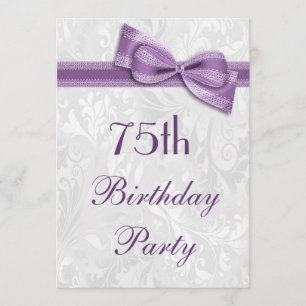 Invitation 75e anniversaire Damask and Faux Bow