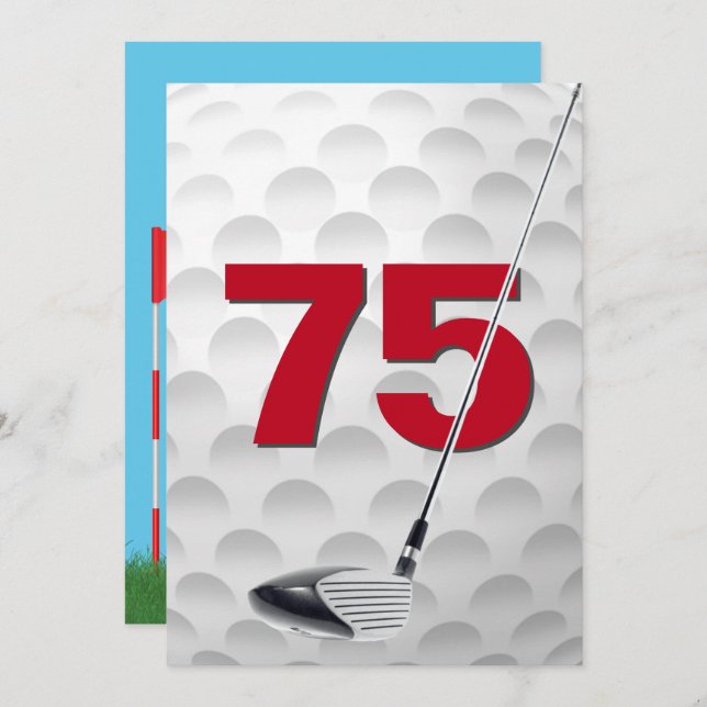 Invitation 75e Anniversaire de la fête de golf Thème (Devant / Derrière)