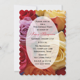 Invitation 75e anniversaire de la fête multi couleurs Roses