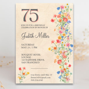Invitation 75e anniversaire élégant - Conception de fête flor