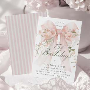 Invitation 75e anniversaire Élégante aquarelle fleurs roses