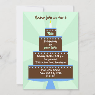 Invitation 75e anniversaire fêter l'invitation gâteau sur ver