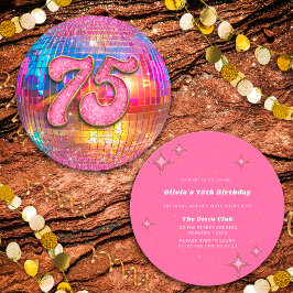 Invitation 75e anniversaire Gold Pink Parties scintillant Dis