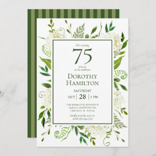 Invitation 75e anniversaire Hydrangeas blanches
