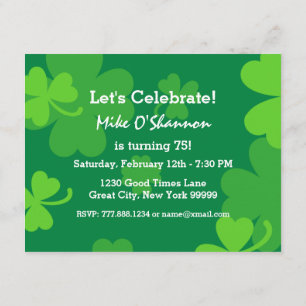 Invitation 75e anniversaire magnifique Shamrocks verts G002G2