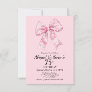 Invitation 75e anniversaire rose avec des points d