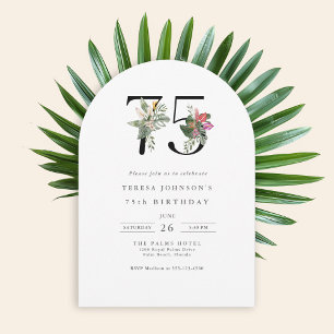 Invitation 75e anniversaire Simple élégant Tropical Floral