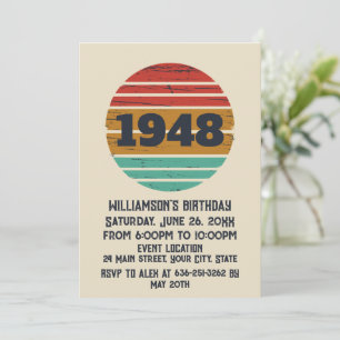 Invitation 75e anniversaire vintage personnalisé