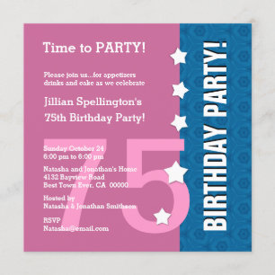 Invitation 75e Etoiles d'anniversaire modernes Funny A75A PIN