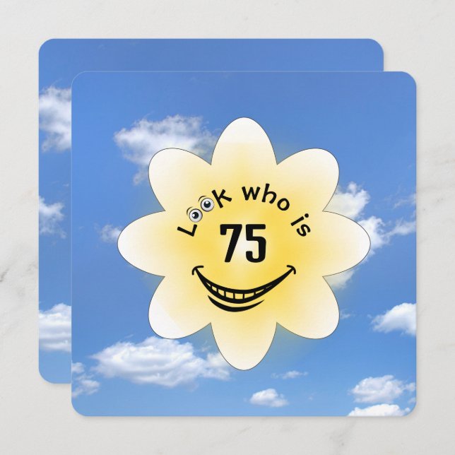 Invitation 75e fête d'anniversaire soleil d'été (Devant / Derrière)
