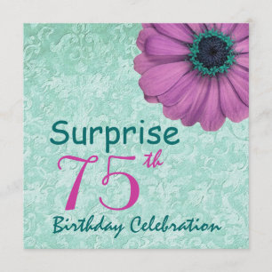 Invitation 75e SURPRISE Anniversaire Féminine Carré F75Z