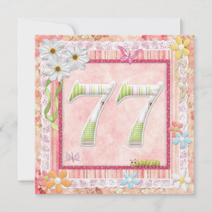Invitation 77ème anniversaire style scrapbooking