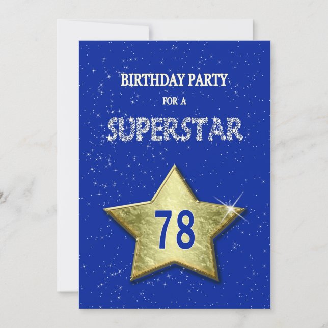 Invitation 78e fête d'anniversaire pour une étoile (Devant)
