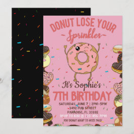 Invitation 7e anniversaire Donut Perdre vos arrosages Filles 