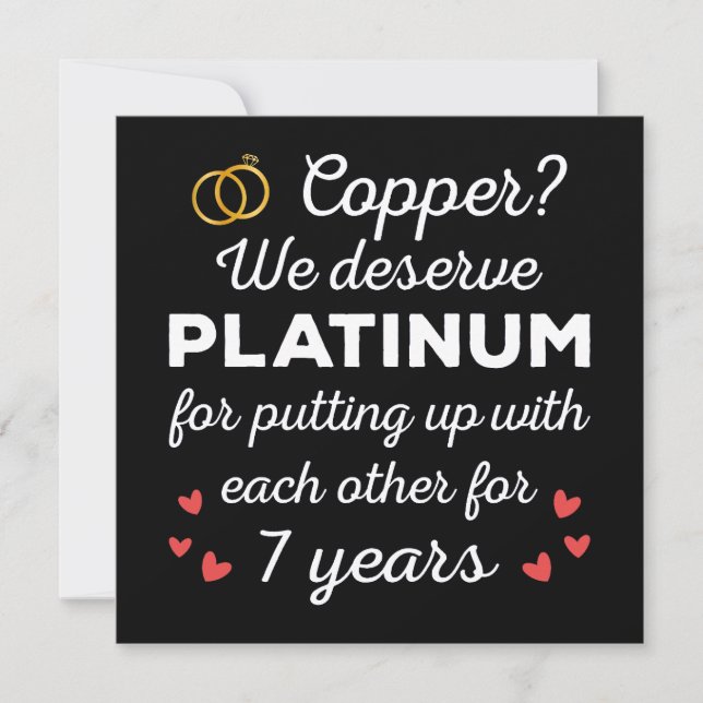 Invitation 7e anniversaire Mariage I - Couple amusant en cuiv (Devant)