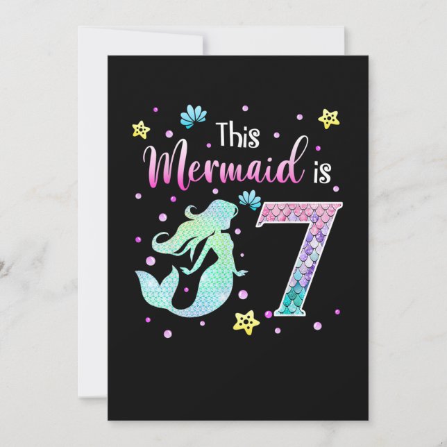 Invitation 7e anniversaire Mermaid cadeau pour fille Mermaid  (Devant)