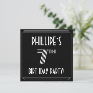Invitation 7e fête d'anniversaire : Style Art Déco avec Nom p