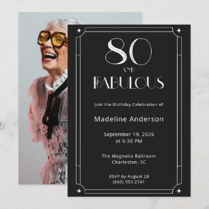 Invitation 80 ans et Fabuleux Photo Noir Blanc 80e Anniversai