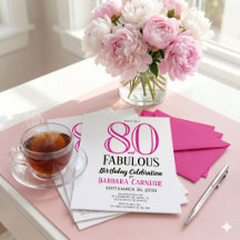 80 ans et Fabuleux Texte Rose Noir 80e Anniversair