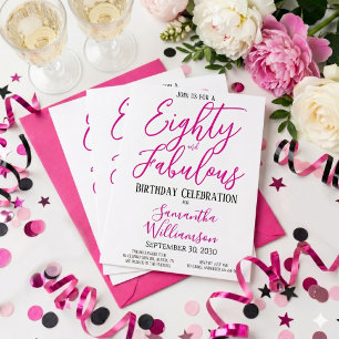 Invitation 80 ans et Fabuleux Texte Rose Noir 80e Anniversair