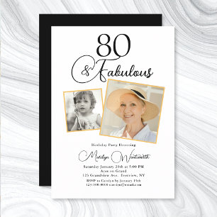 Invitation 80 et Fabuleux 80e Anniversaire Photo Noir Script