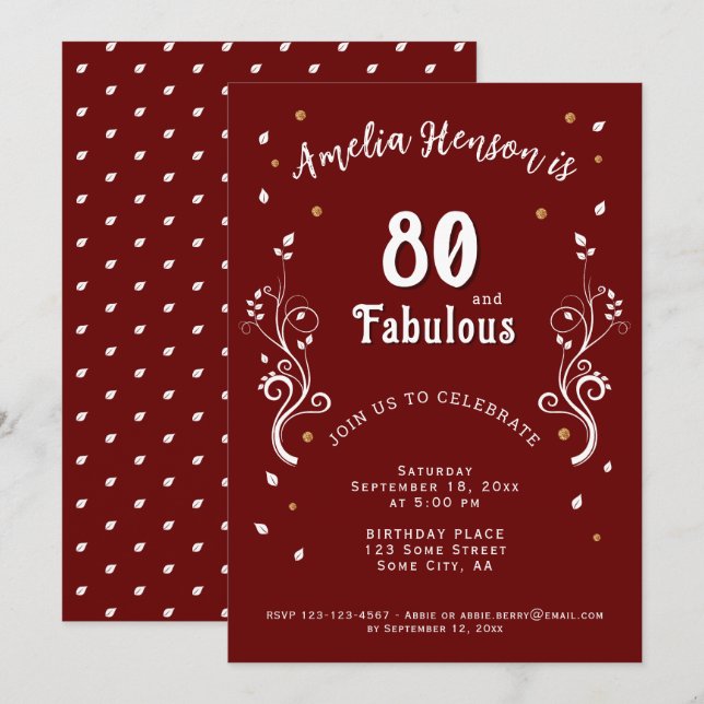 Invitation 80 et Fabulous Foliage Rouge 80e anniversaire (Devant / Derrière)