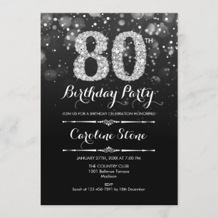 Invitation 80e anniversaire - Argent noir