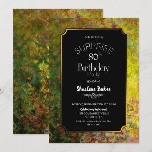 Invitation 80e anniversaire Black and Gold Surprise Party