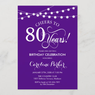 Invitation 80e anniversaire - Blanc pourpre