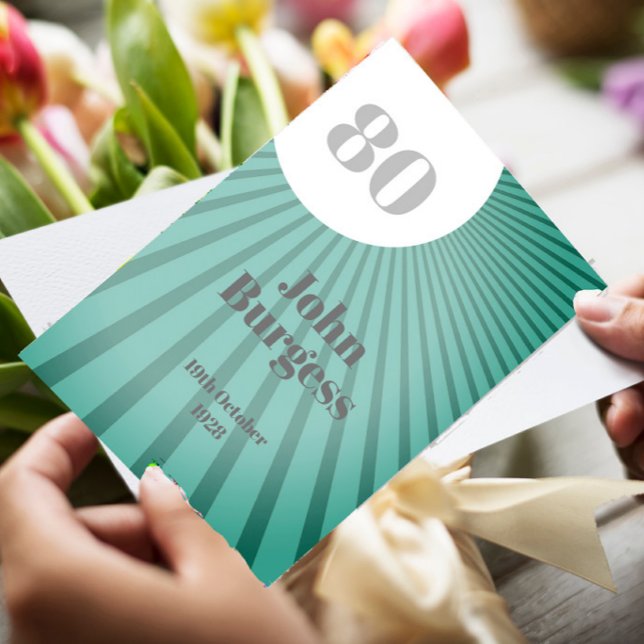 Invitation 80e anniversaire bleu mâle moderne anniversaire (Créateur téléchargé)