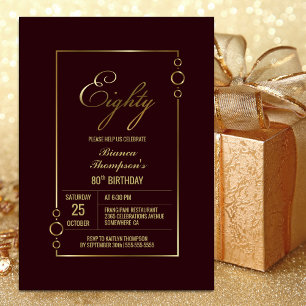 Invitation 80e anniversaire Bourgogne avec Gold Frame Party