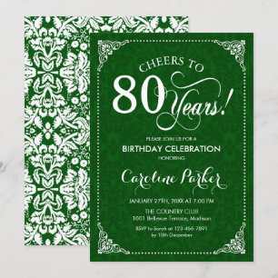 Invitation 80e anniversaire - Damas vert